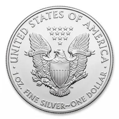 1 oz American Silver Eagle .999 fine silver coin, heraldic eagle reverse