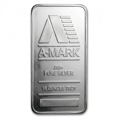 A-Mark 10 troy ounce .999+ pure silver bar 